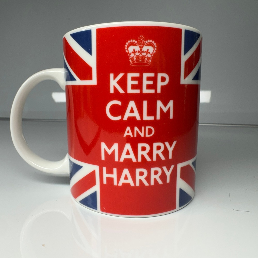 Keep‎ Calm and Marry Harry Coffee Mug Cup UK Souvenir Britain British Flag